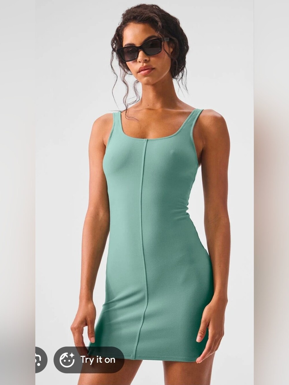 Alo Yoga Alosoft Head Start Dress Sage Green Bodycon Mini Dress Small